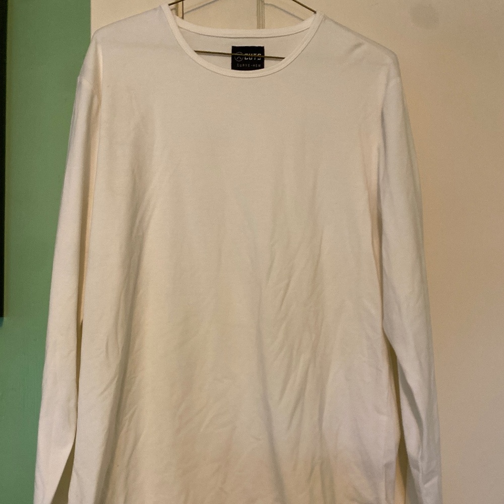 Mens LS White Tee Small